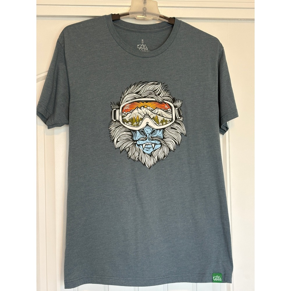 Wild Tribute Mens Yeti Ski Goggles Mountain Graphic Tee Blue Heather M